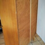 Armoire chêne et rotin tressé 60's