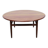 Table basse ronde en teck par Niels Bach, Danemark, années 1960 / Modèle 59