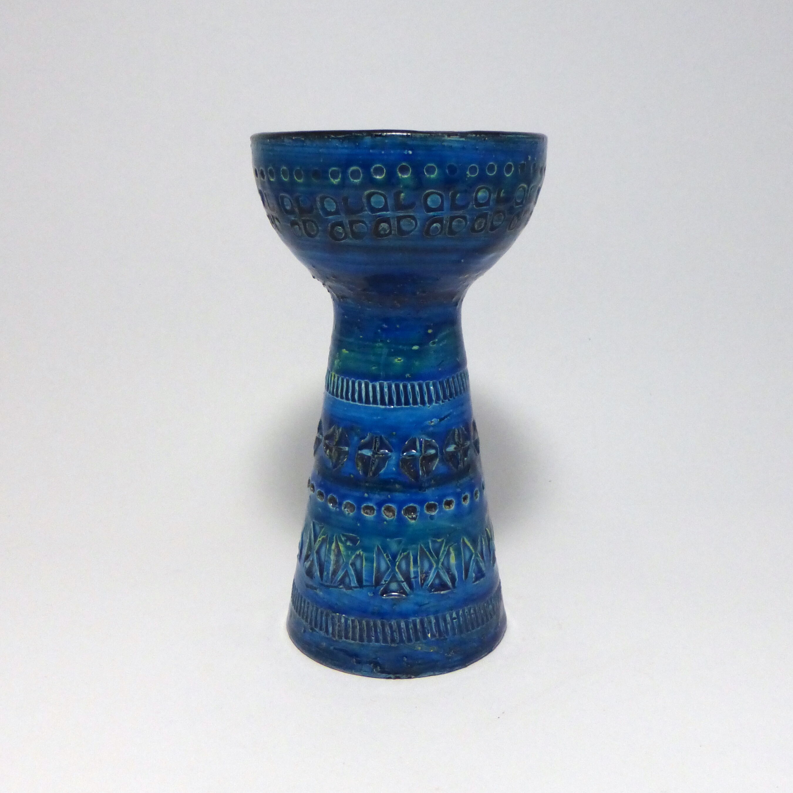 1950 1960 Rimini Blu Aldo London Diamond Bitossi ceramic candleholder