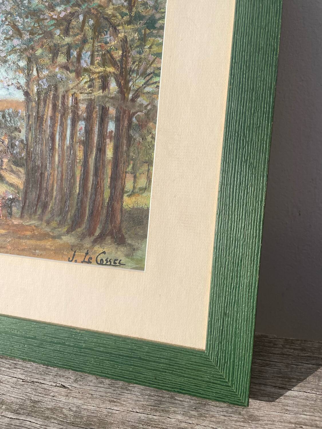 Peinture ancienne paysage breton cadre bois