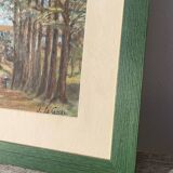 Peinture ancienne paysage breton cadre bois