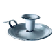 Old candle holder in white enameled metal