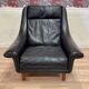 Scandinavian design armchair Aage Christiansen black leather 1950.