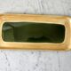 Salins green enamel ceramic cake dish model "Capvern" 60s-70s