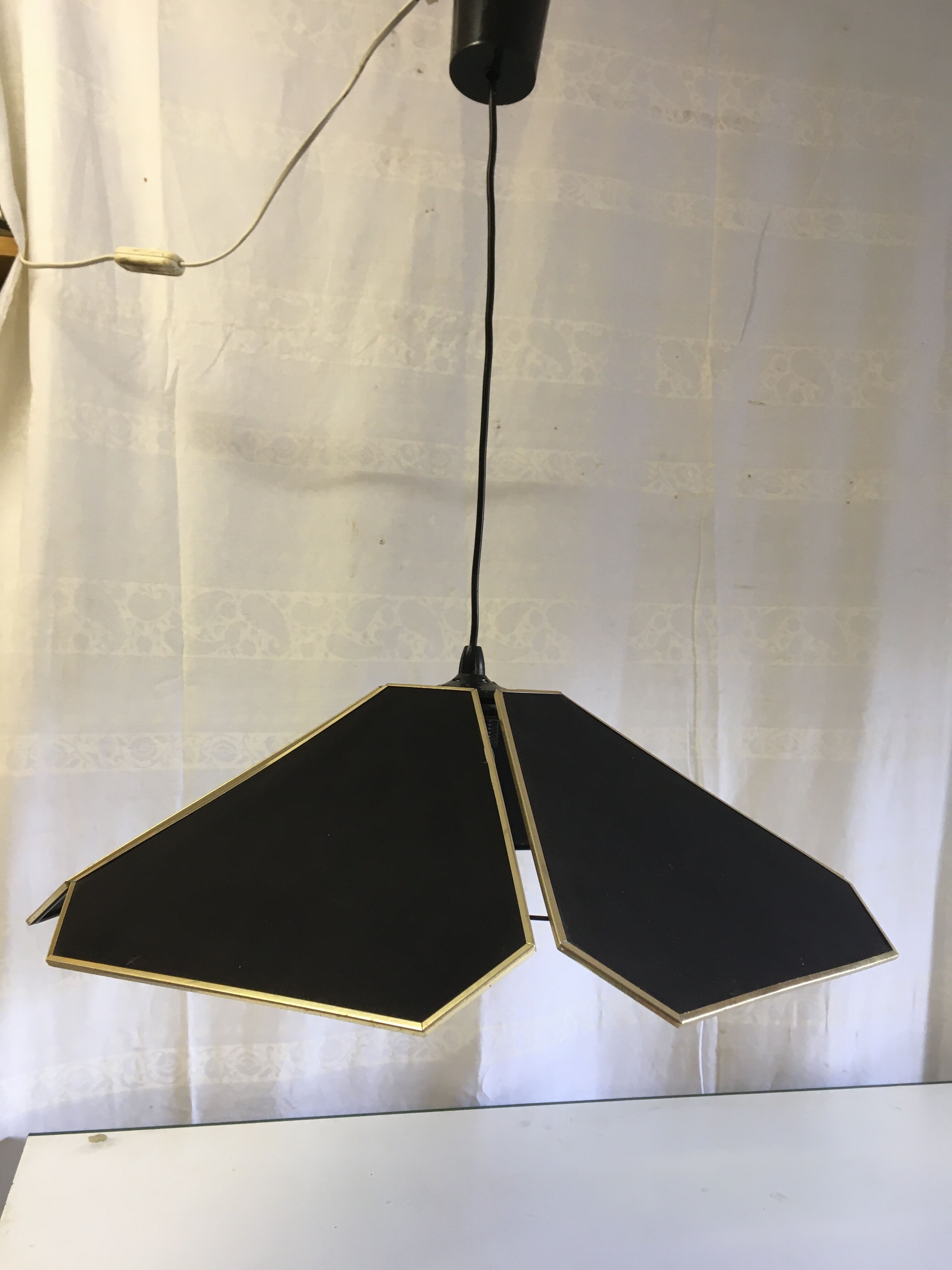 Suspension flower-shaped in black and gold fabrics - 70s