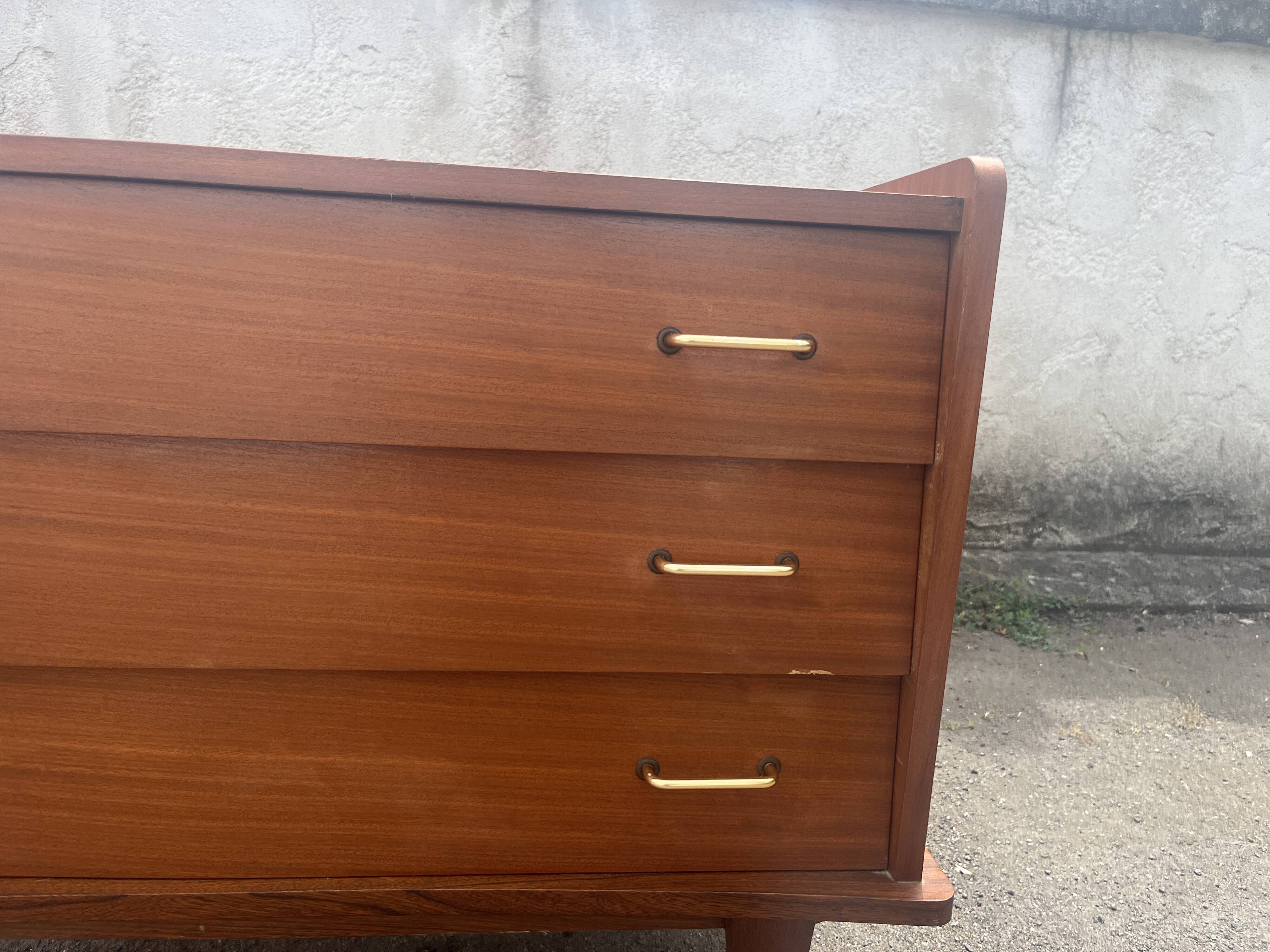 Commode vintage 3 tiroirs poignées années 60