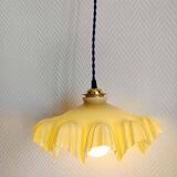 Yellow glass draped suspension Art Deco