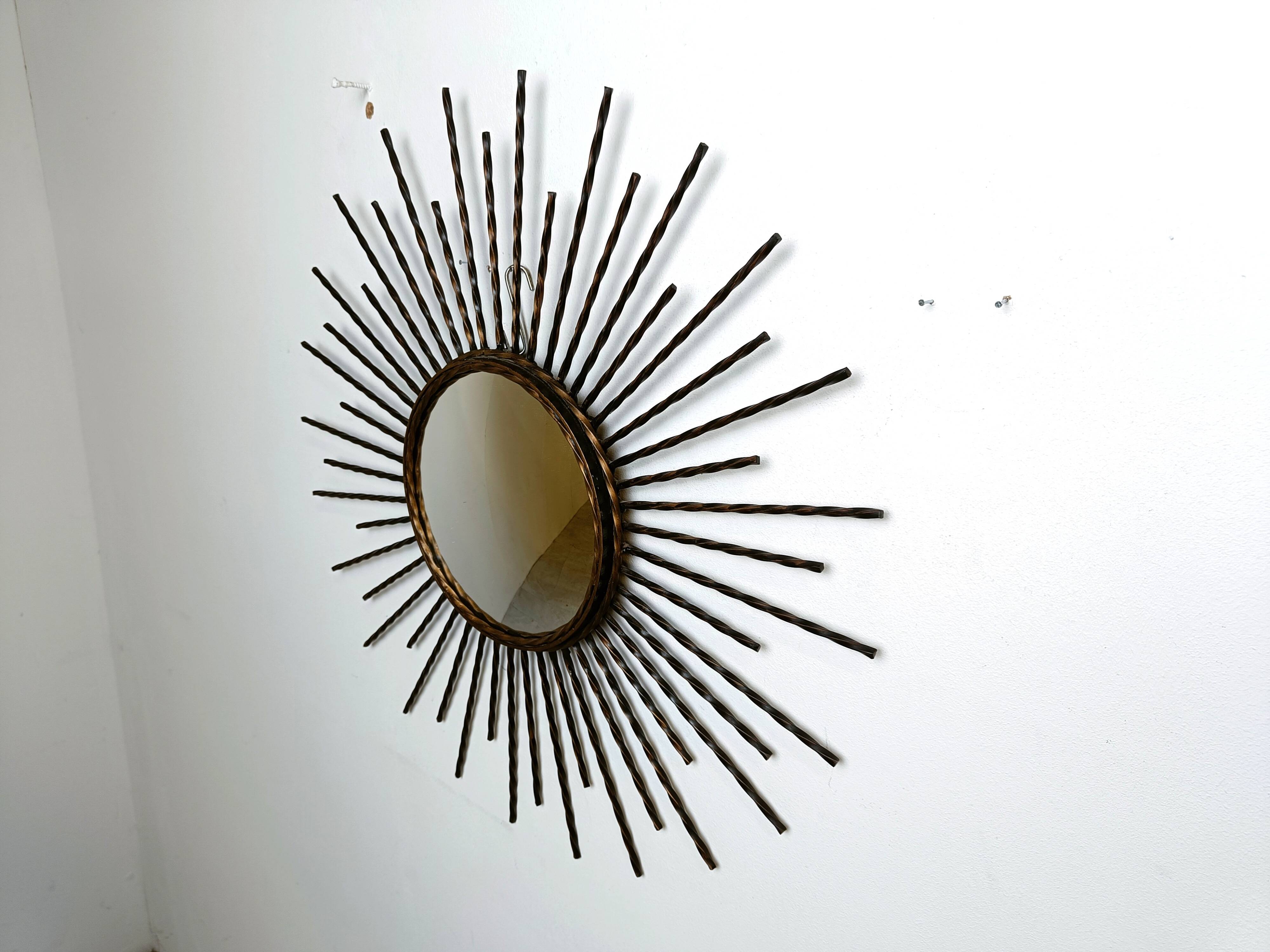 Vintage metal sunburst mirror 1970s