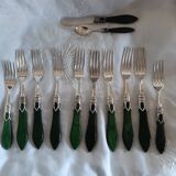 Cutlery set x8 Laure Japy silver metal and wood