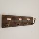 Wall-mounted coat rack wood metal ceramic 40 cm 4 hooks floral patterns