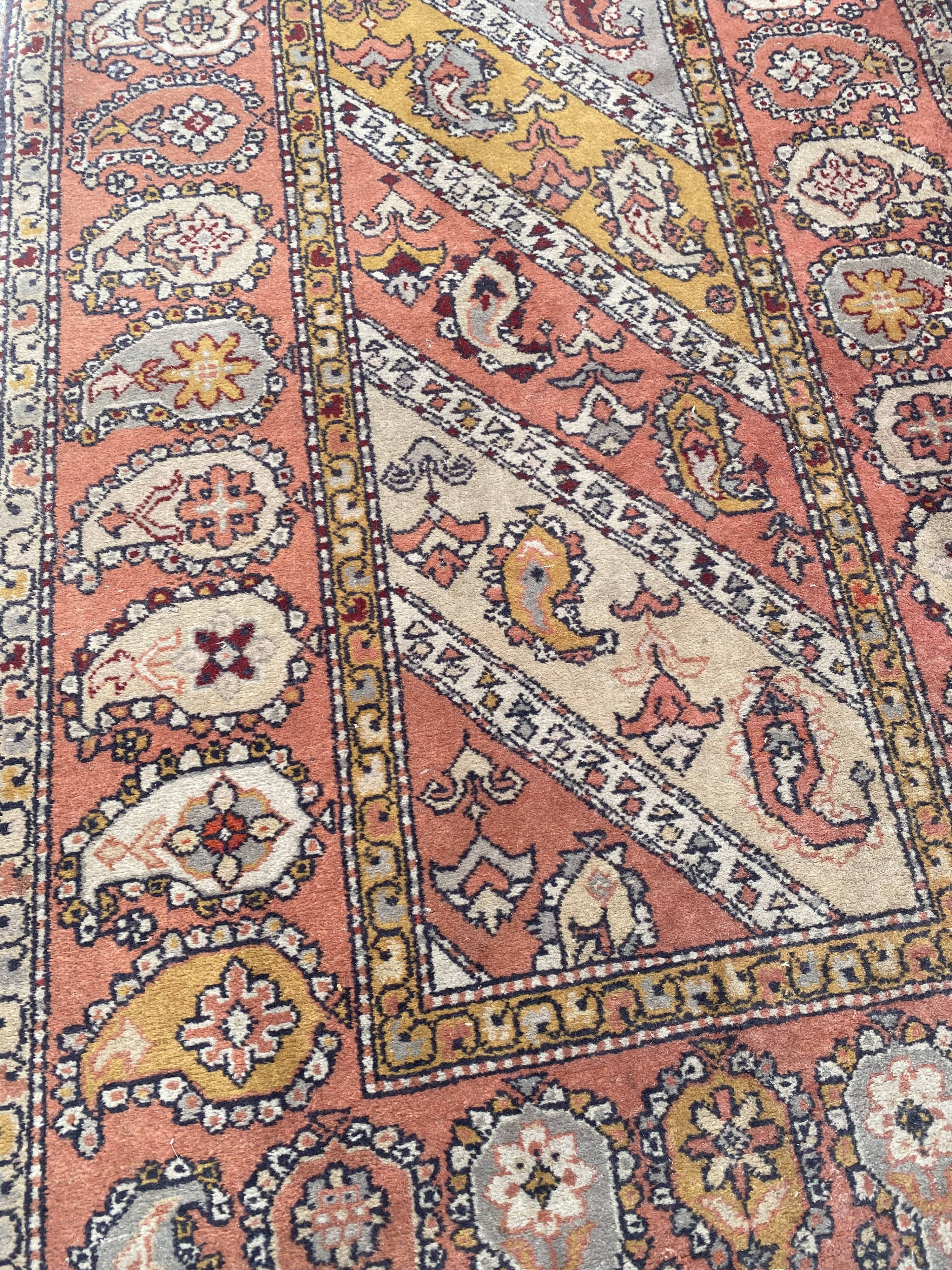 Vintage sinkiang carpet for handmade corridor 90x358 cm