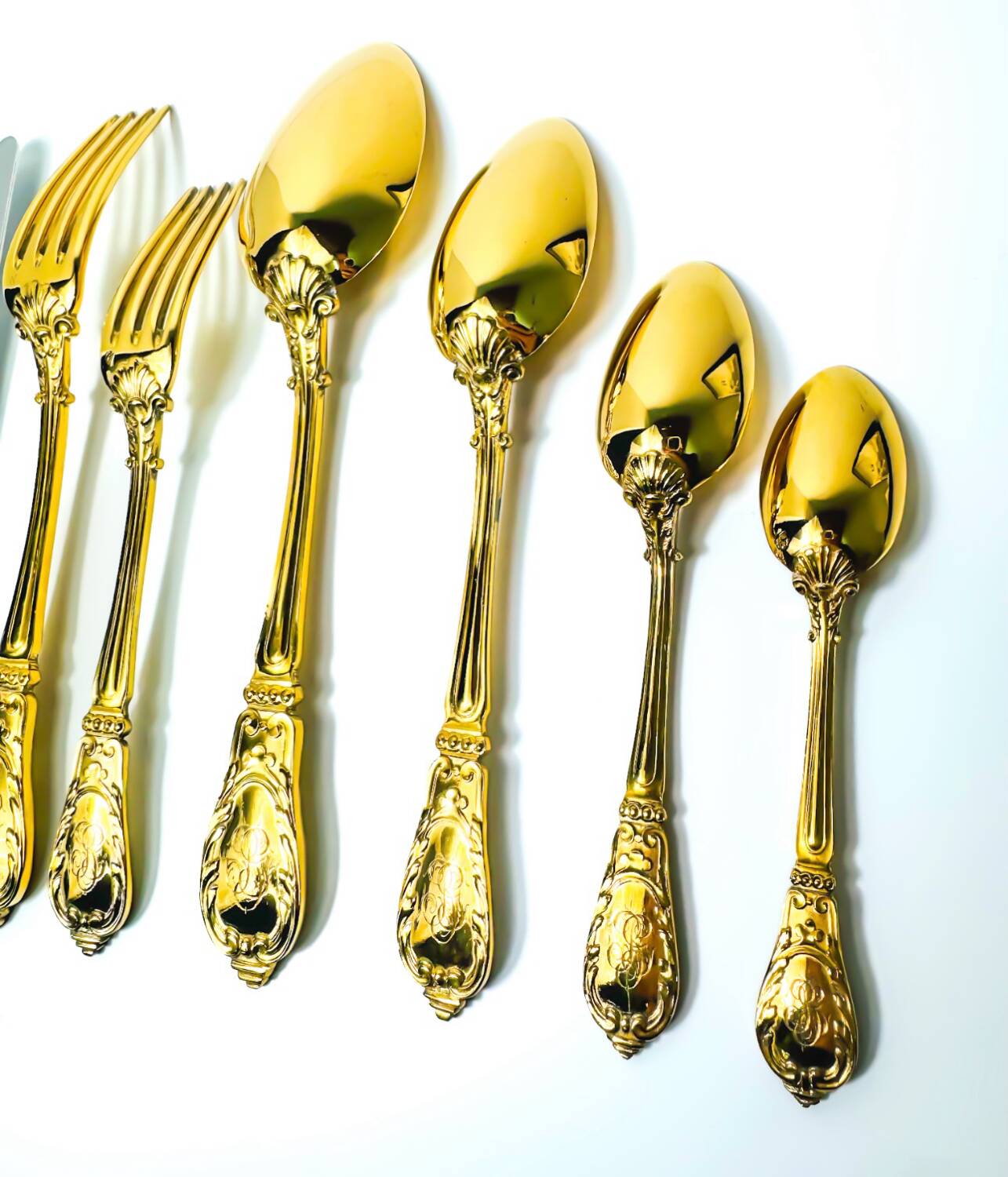 Prestige case for Odiot cutlery, solid silver and gold