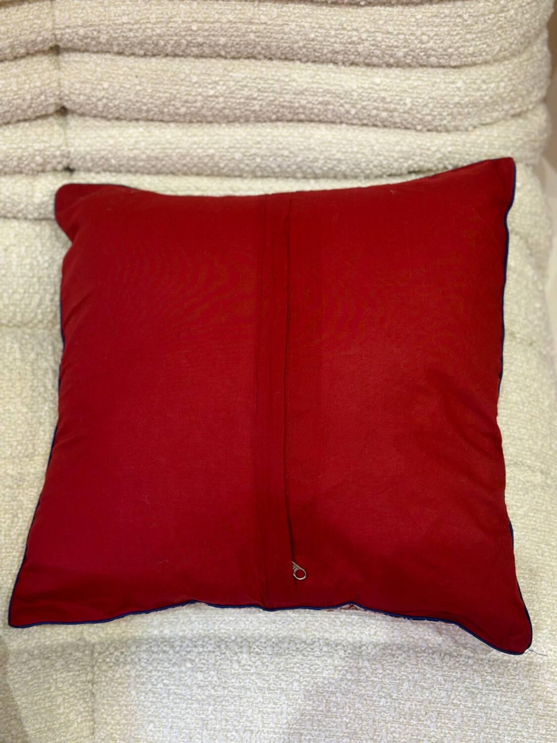 Indian blockprint cushion cover in burgundy red cotton