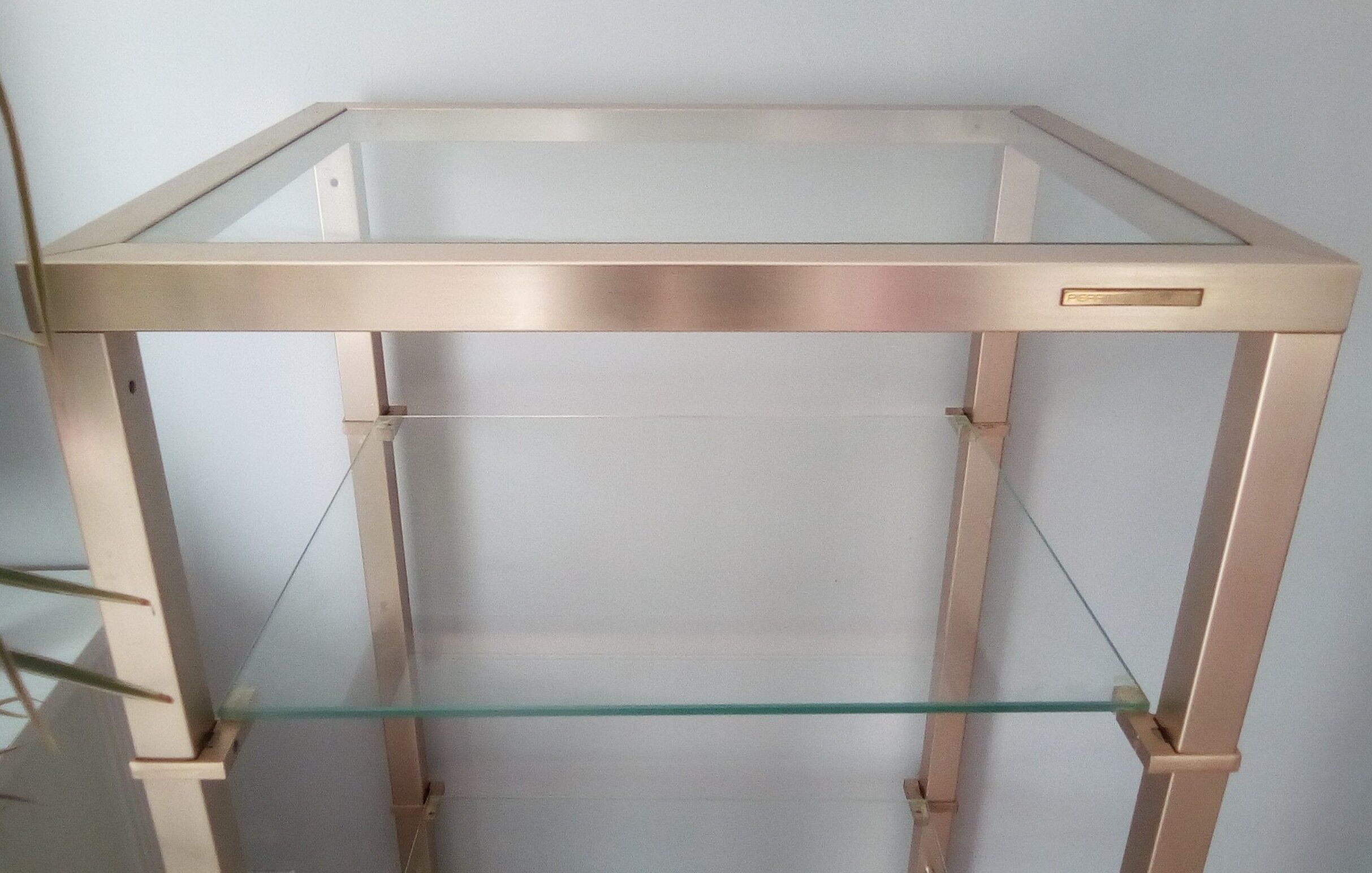 Brass shelf and glass on wheels Pierre Vandel