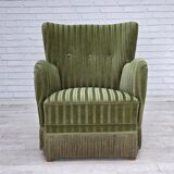 1960s, Danish armchair, original green furniture velour.