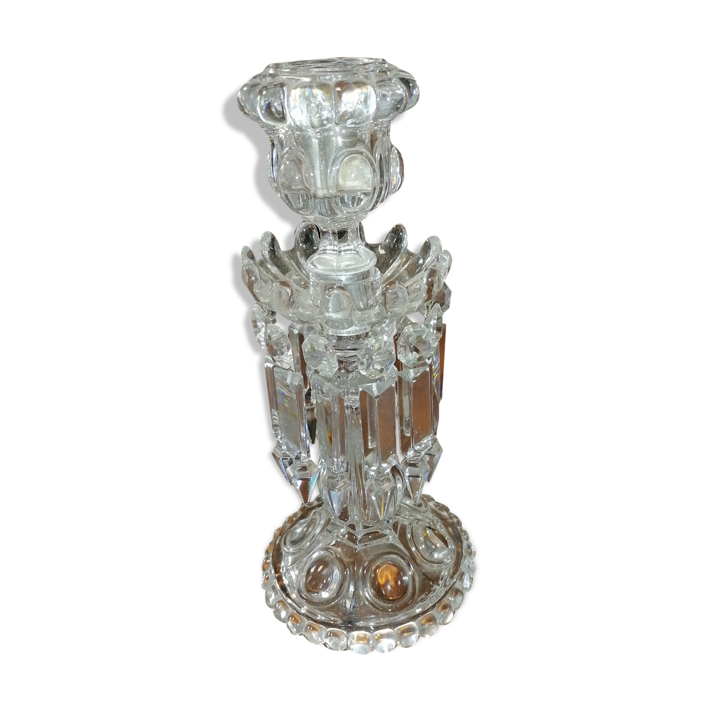 Chandelier verre et pampille de cristal