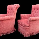 Paire anciens fauteuils crapaud