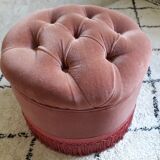 Velvet ottoman padded old pink