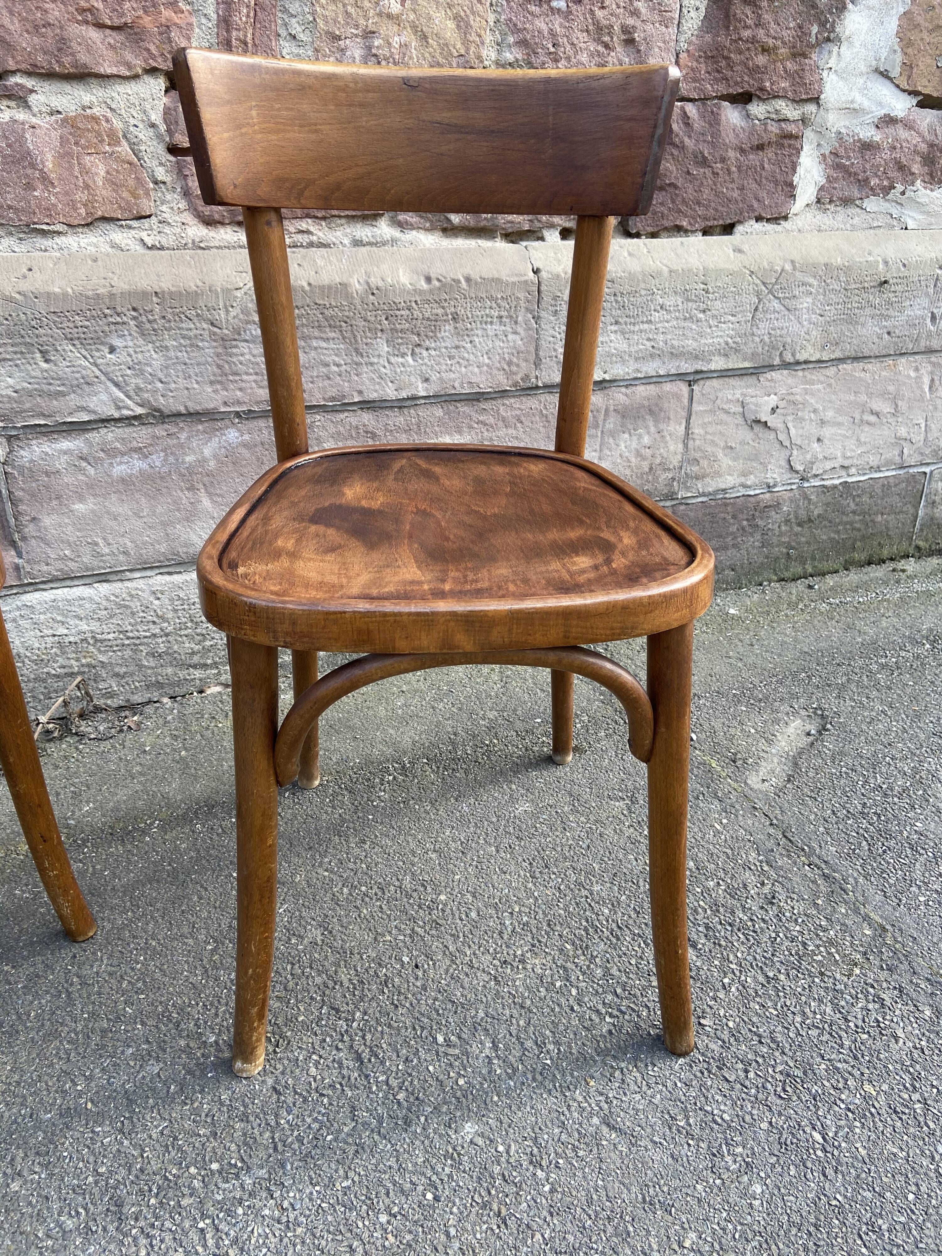 Pair of chairs bistro baumann curved wood