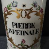 Pharmaceutical jar in limoges porcelain, "infernal stone"