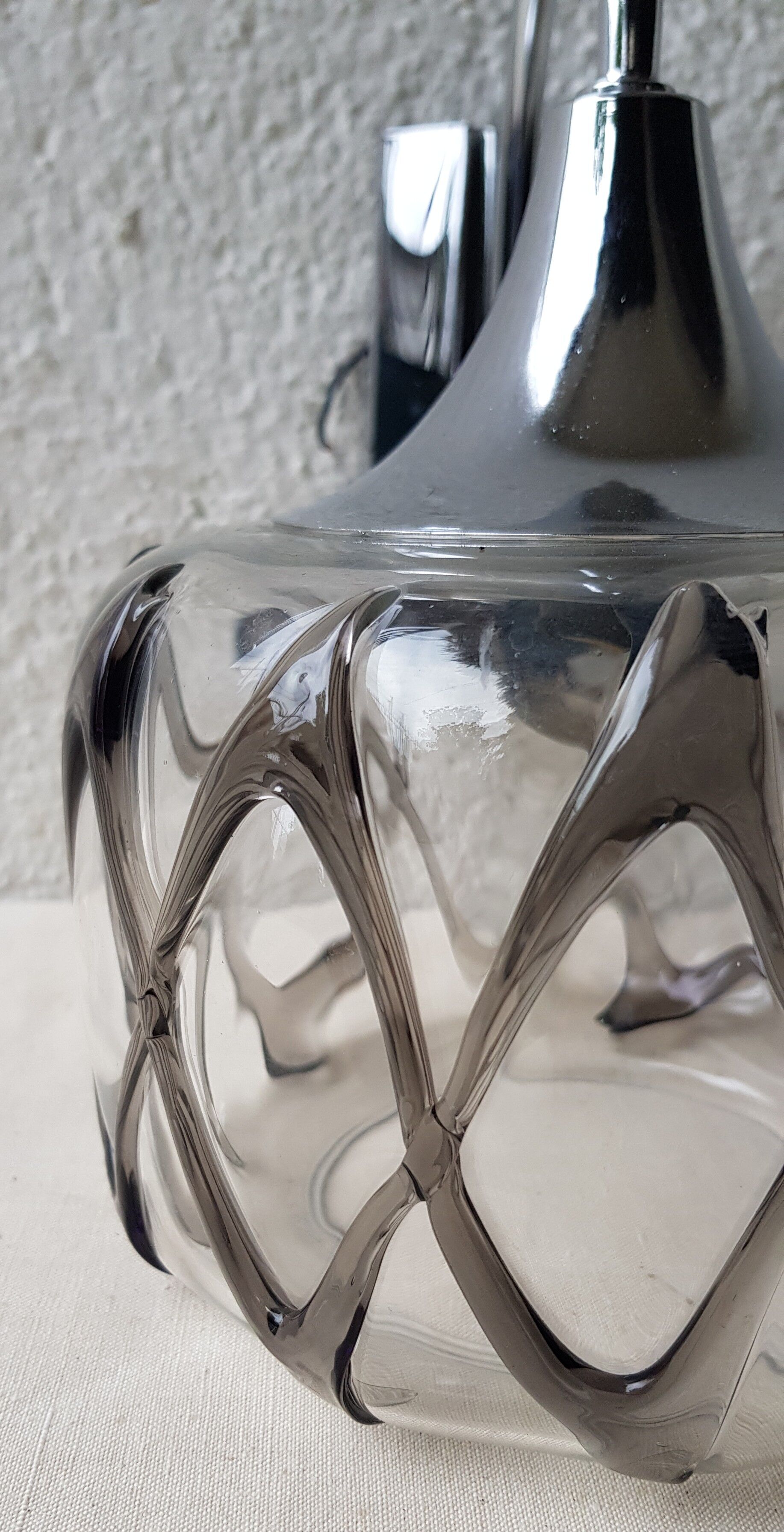 70's glass and chrome metal sconce