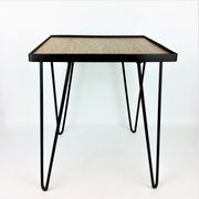 Table d’appoint chêne et métal noir 1950