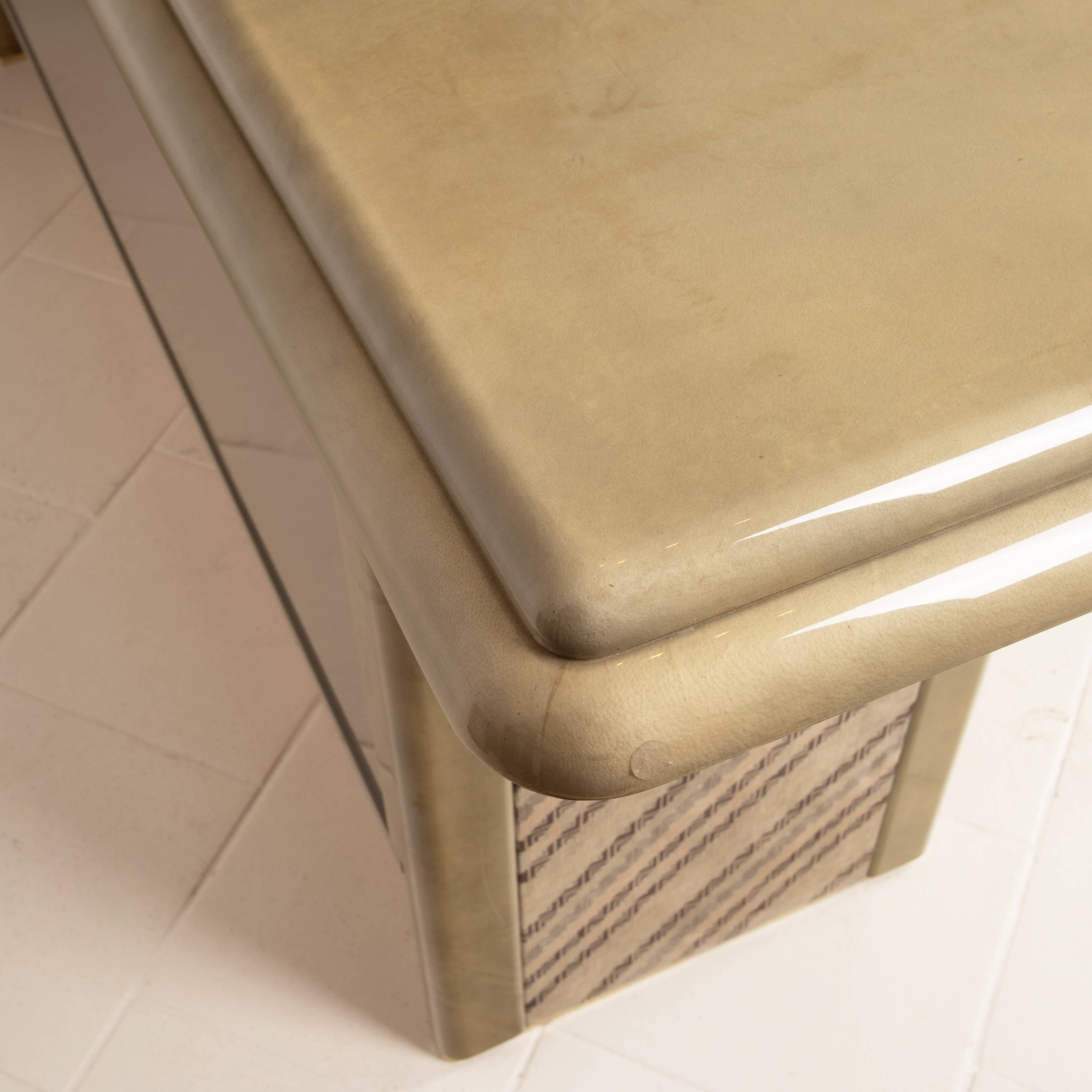 Sideboard in parchment and Missoni fabric by Angelo Mazzola for Salpol, 1980