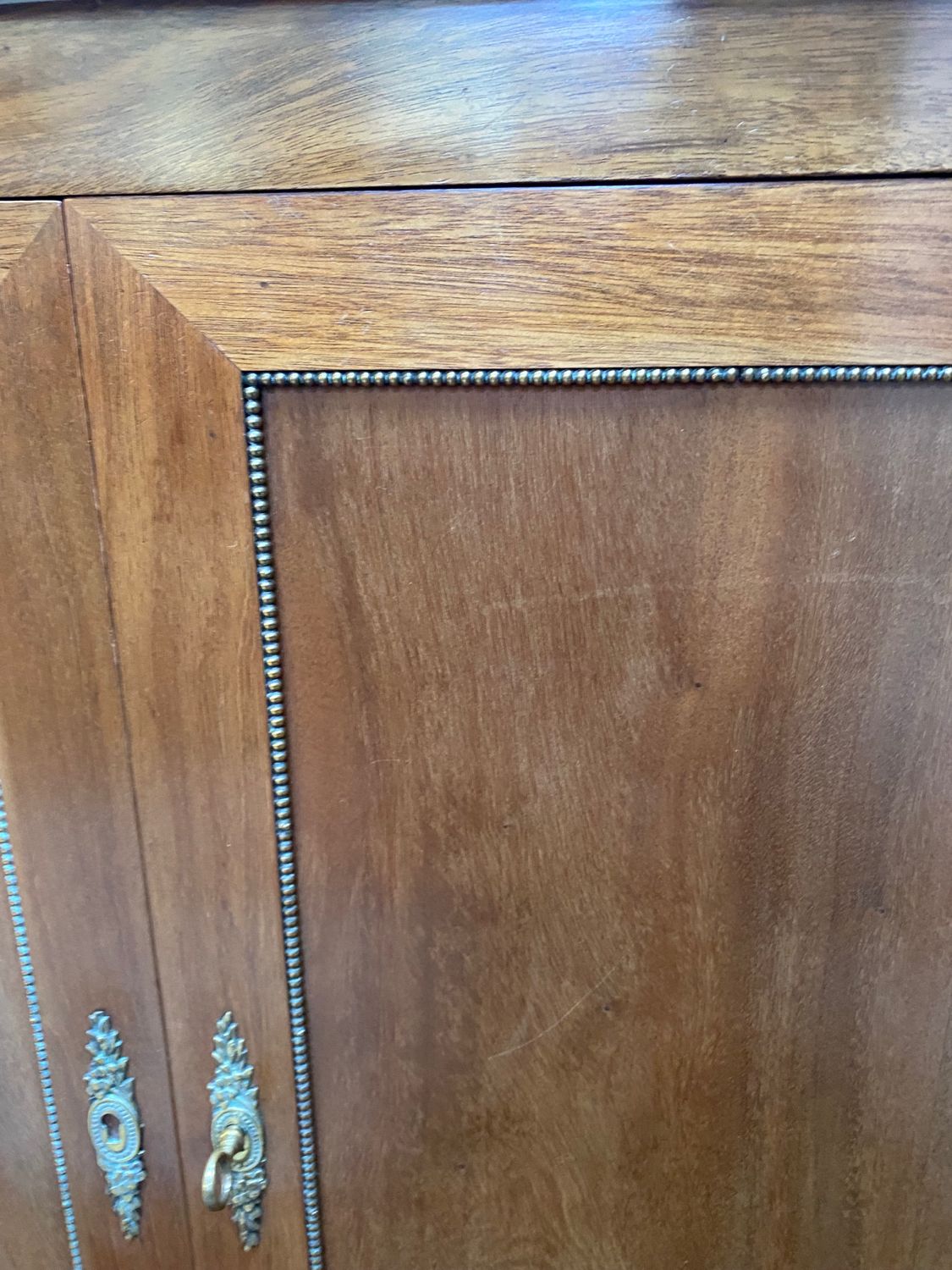 Solid wood buffet Louis XVI style with veined white marble
