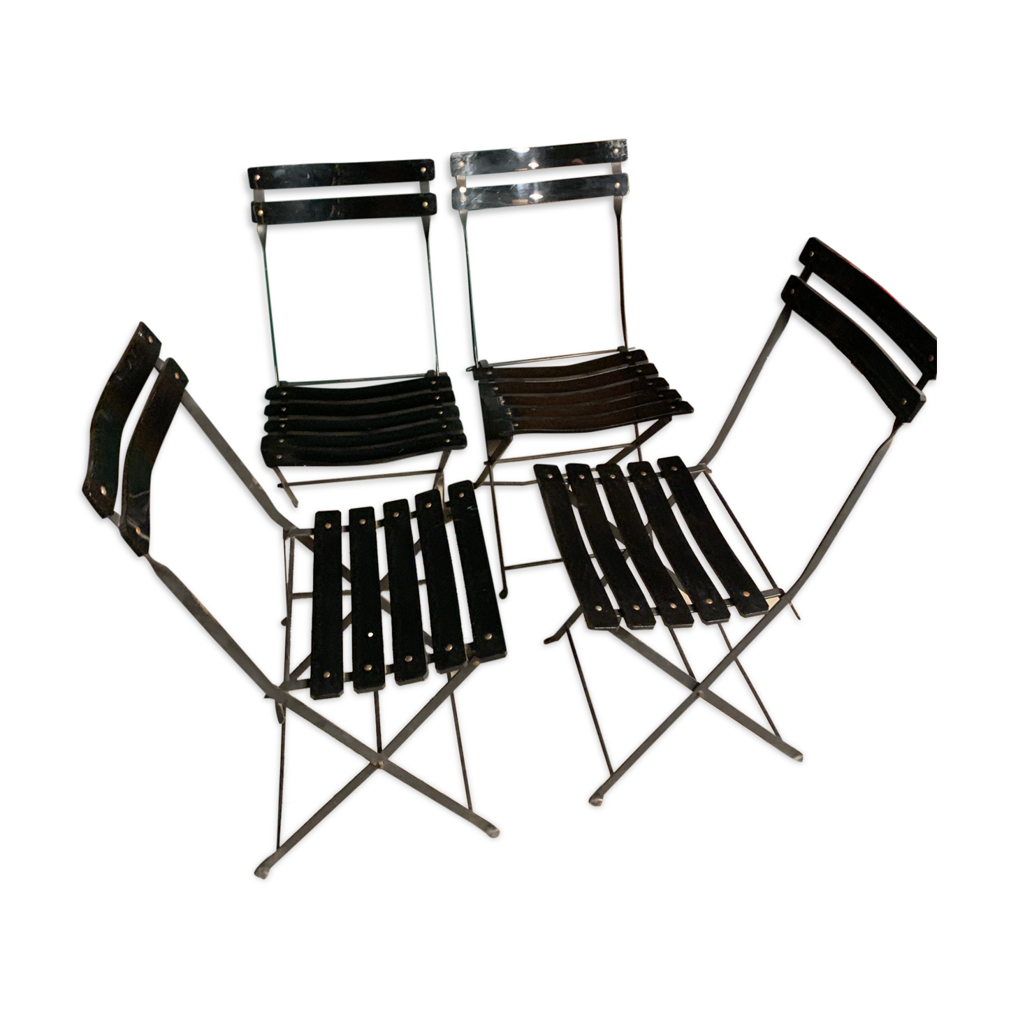 4 folding chairs Habitat 80s plastic and metal