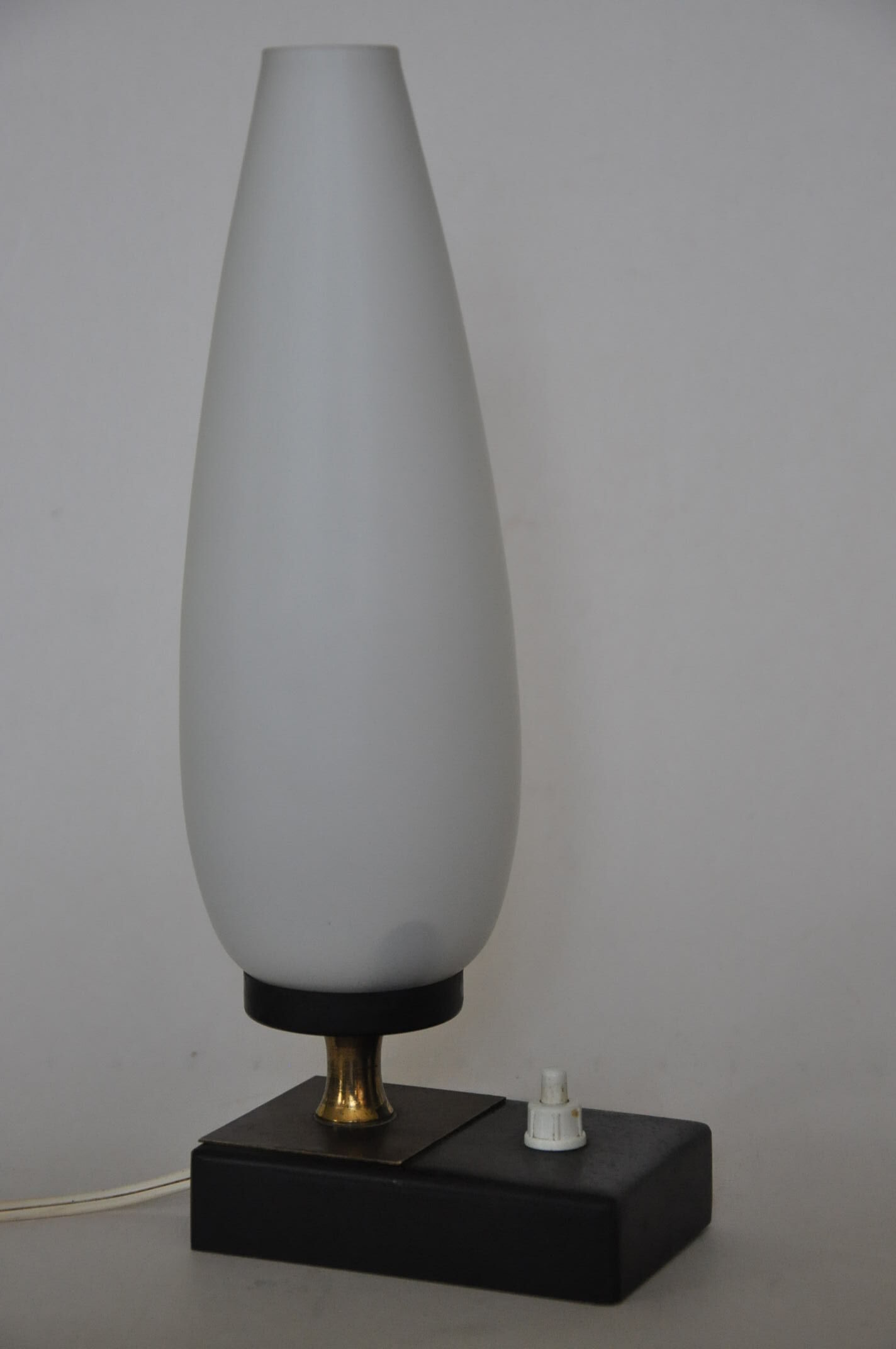 Opaline brass metal lamp 50s