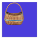 Panier en osier avec anse et scoubidou bleu