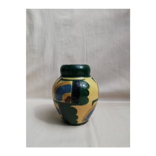 2 cubist ceramic vases