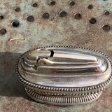 Refillable table lighter in silver metal, ronson stamp, shuttle-shaped, vintage 1960