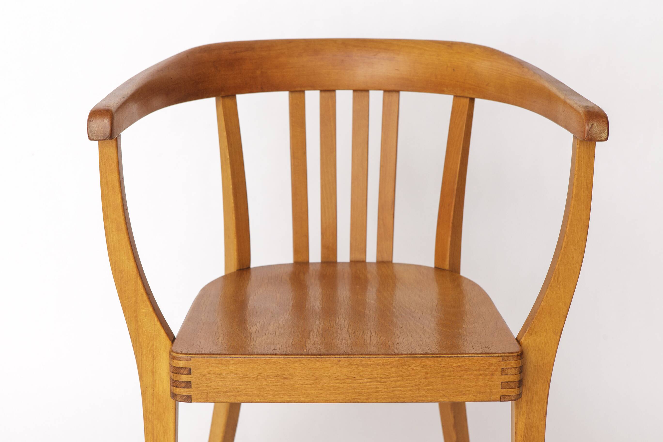 Vintage Beech Armchair – 1950s/60s German Chair – Restored Mid-Century