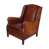 Fauteuil club en cuir de mouton années 1970