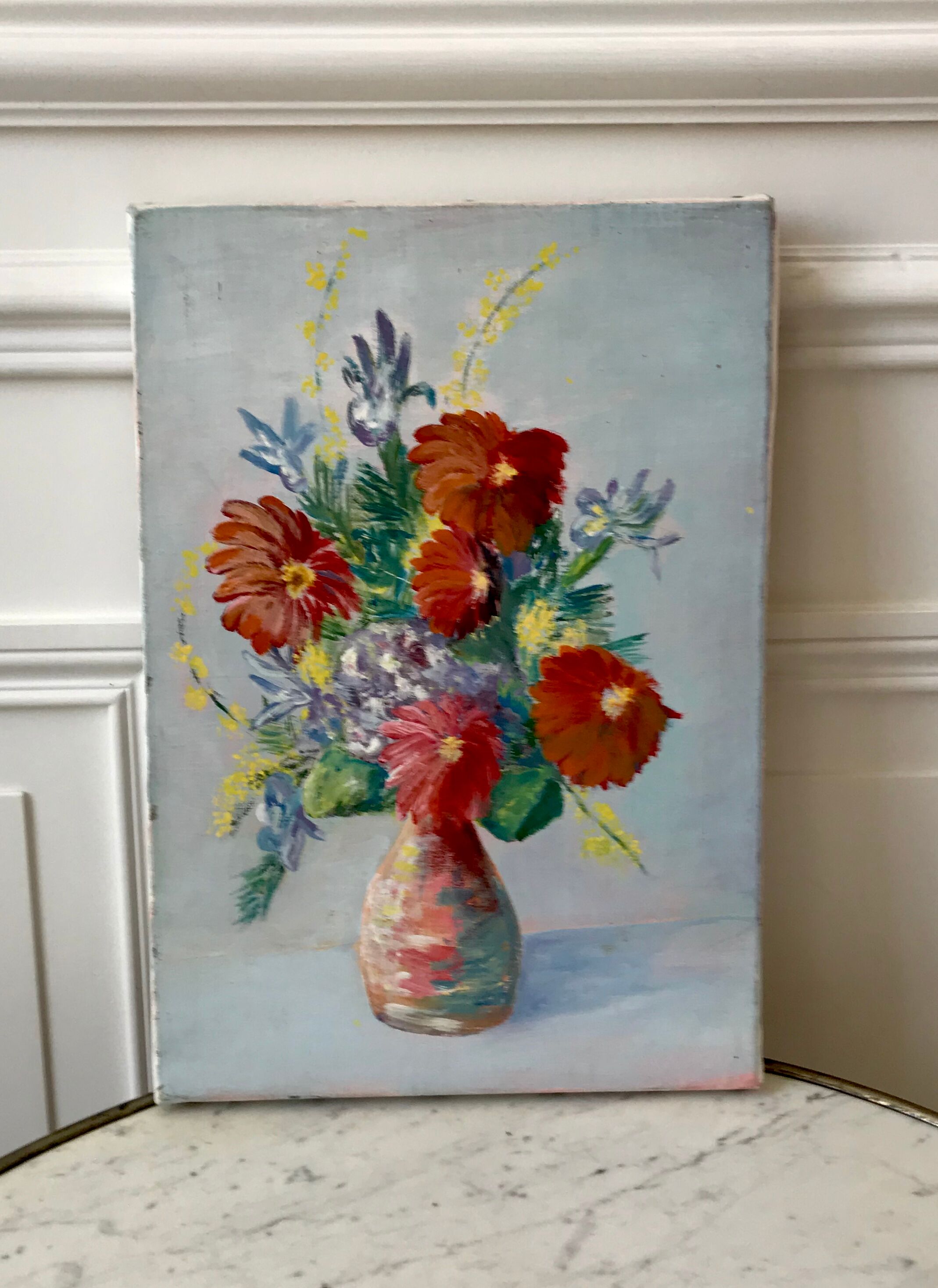 Old painting / oil on canvas bouquet of flowers