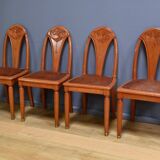 Set of 4 stained beech chairs, Art Deco – 1910