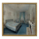 A painting depicting a 19th-century bedroom signed by Jean Victor Fossier.