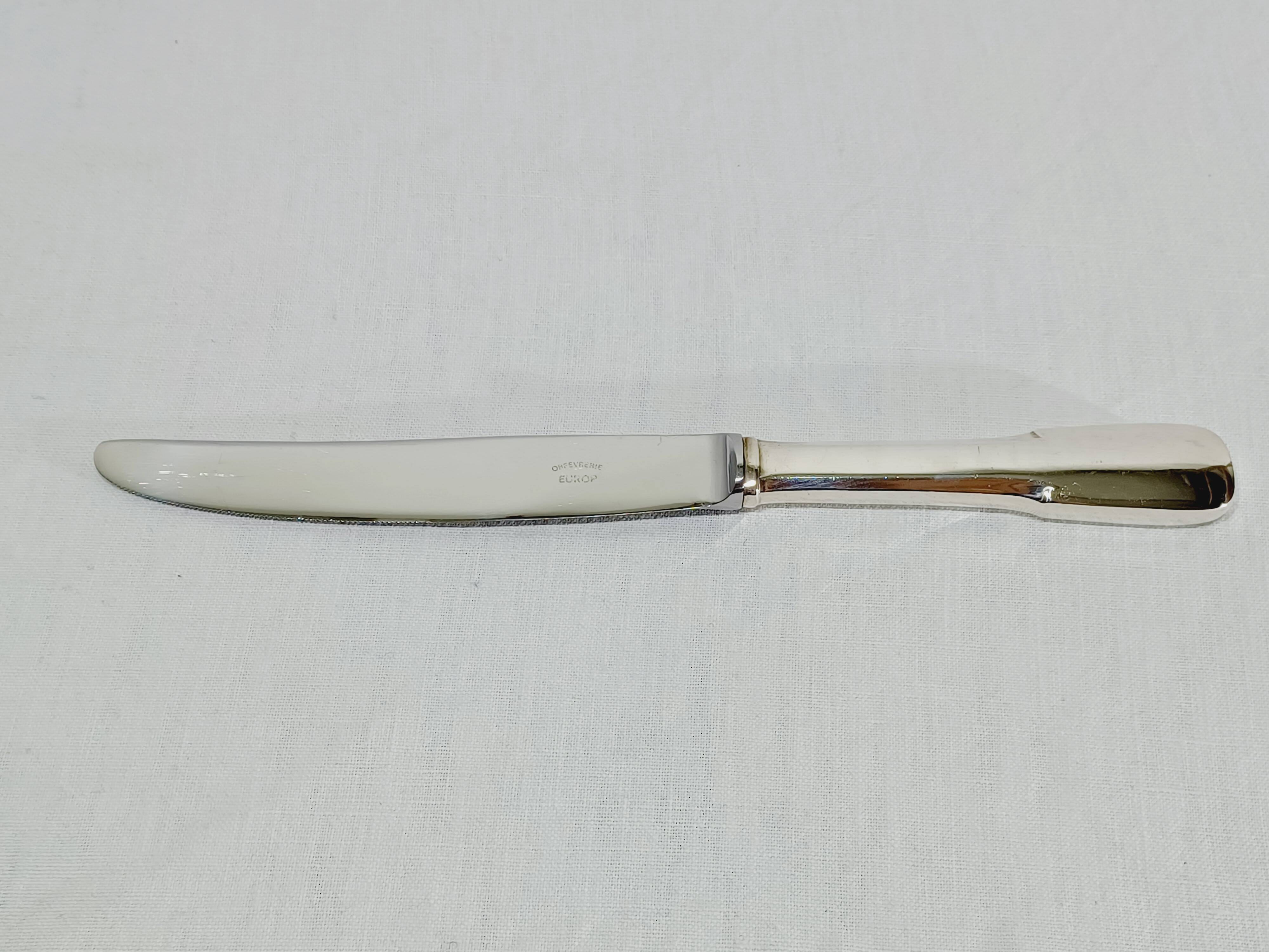 Europ - 12 silver-plated metal knives Uniplat