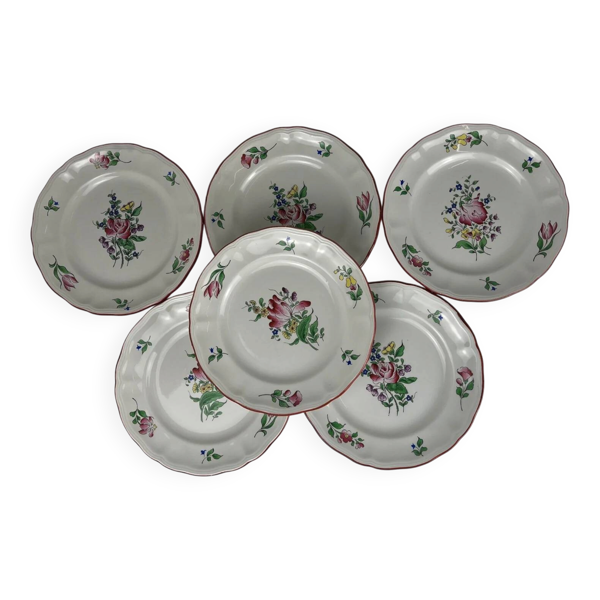 6 dessert plates KG Luneville, model Réverbère