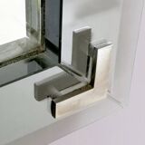 Miroir Fontana Arte avec cadre carré en métal et miroir, Italie, années 1960