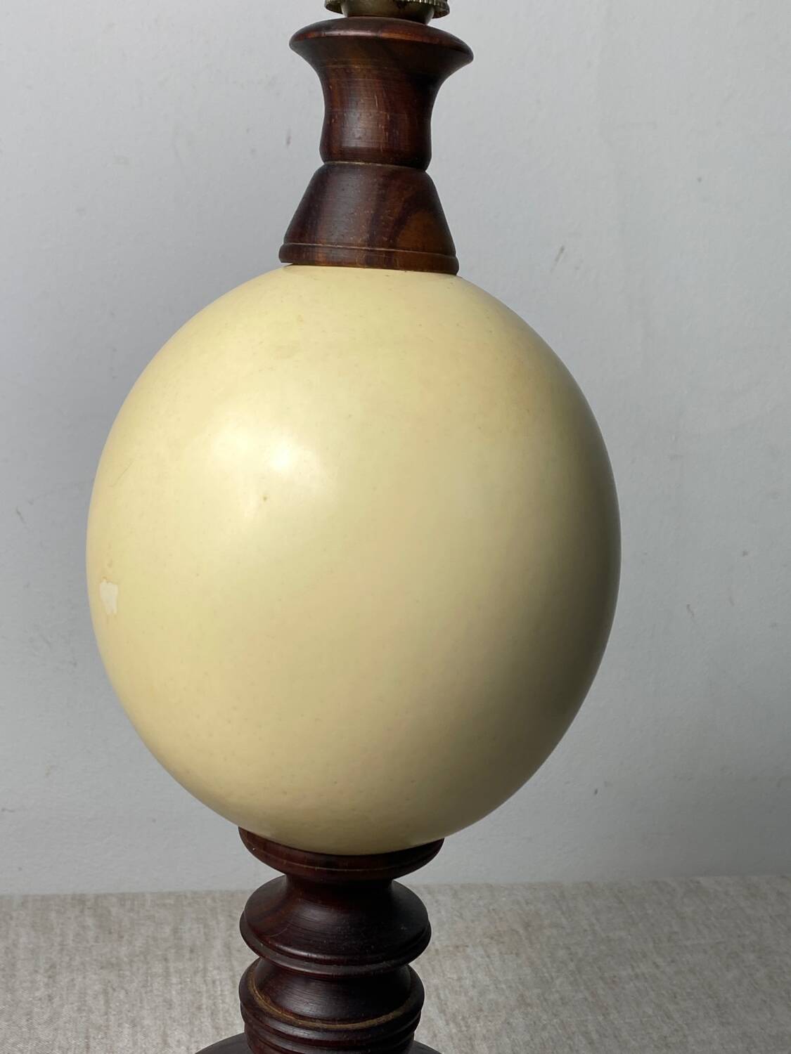 Wooden and ostrich egg lamp base