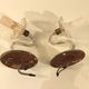Pair of old glass  wall light and mirror vintage twisted arms