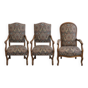 ensemble de 3 fauteuils - louis philippe