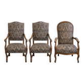 Ensemble de 3 fauteuils tapissiers Louis Philippe
