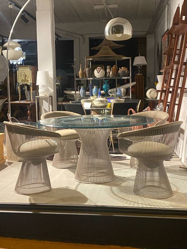 Ensemble table et 4 fauteuils Warren Platner Édition Knoll