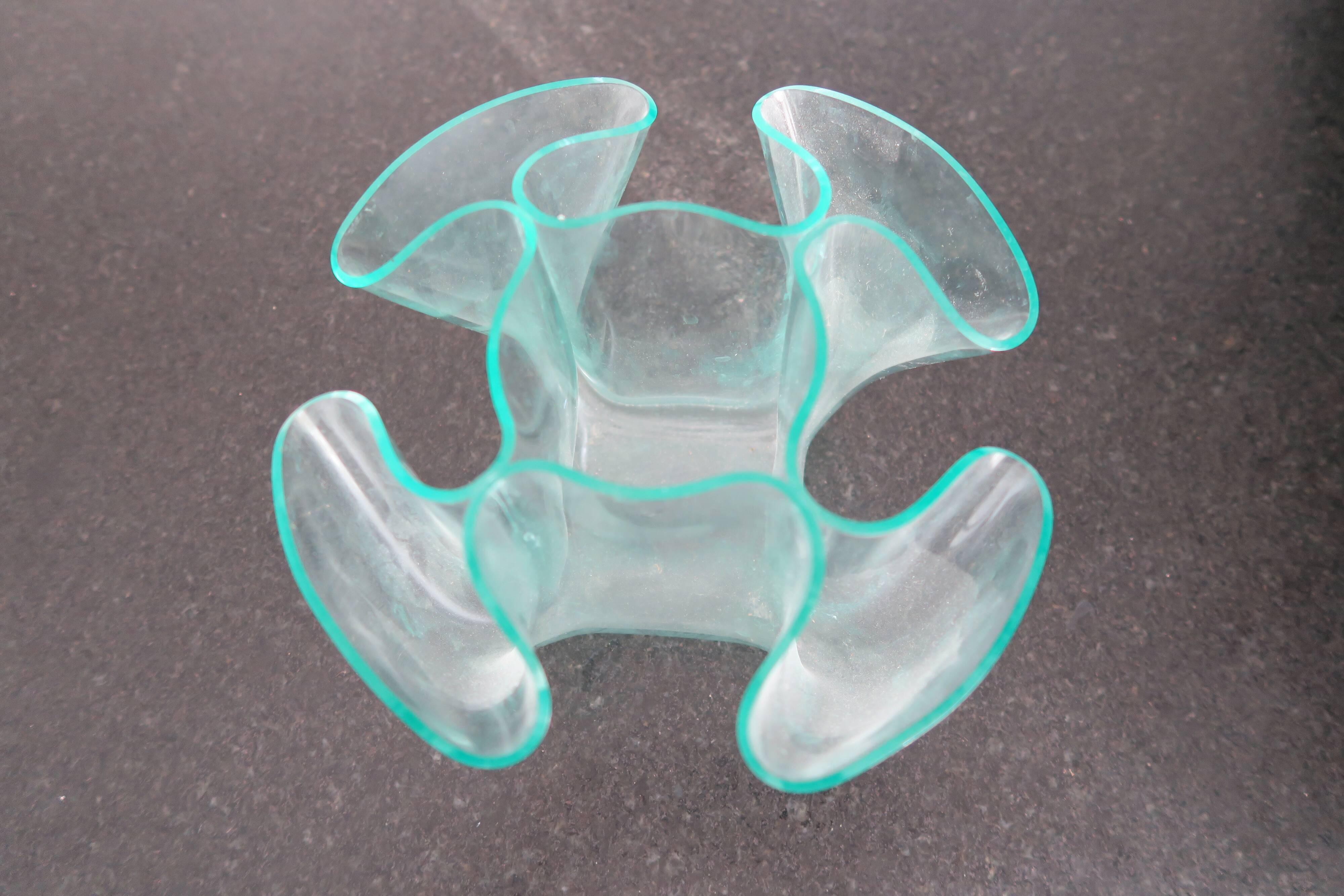 Plexiglass vase 1970 shape handkerchief 5 compartments 21 cm x 17 high