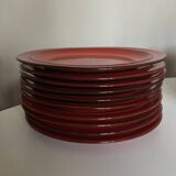 Set of 10 plates 1970 in red stoneware design Hertha Bengtson Thomas Rosenthal Scandinavian