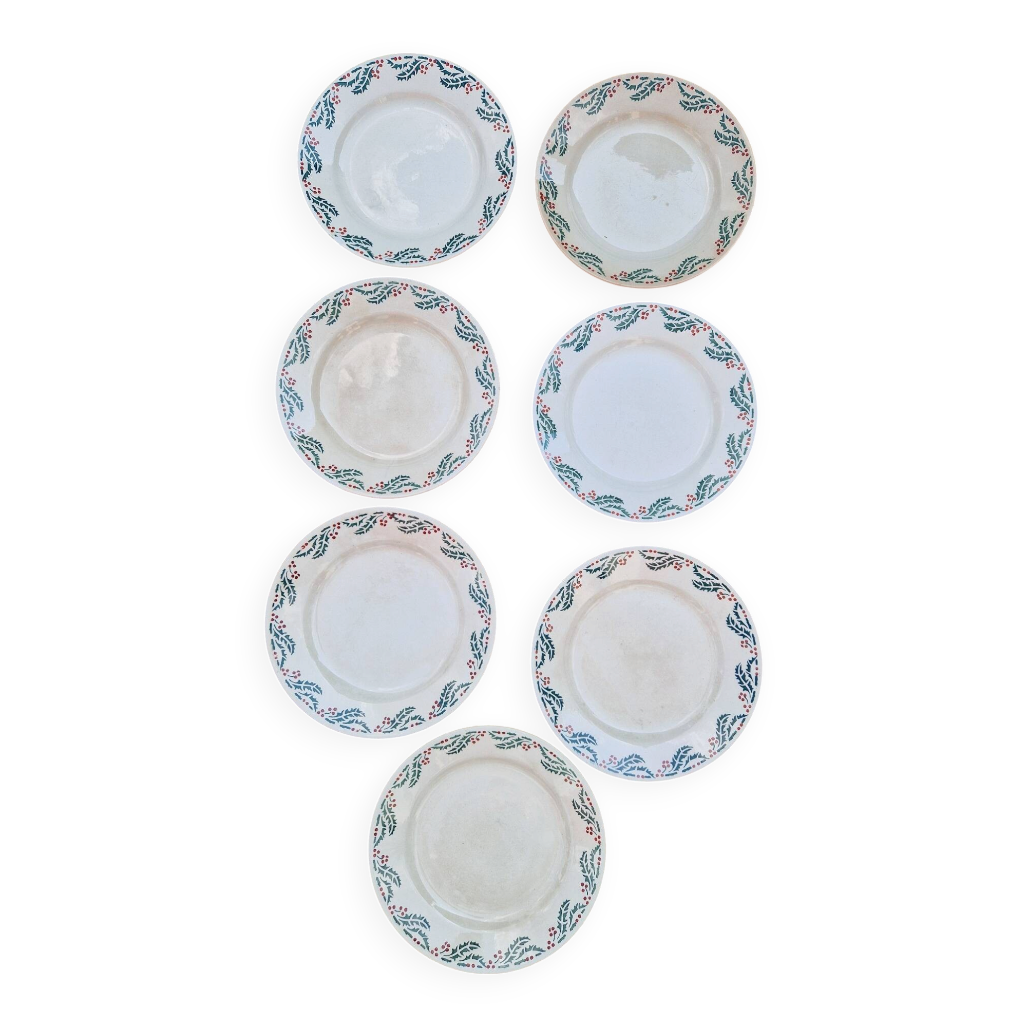 Lot De 7 Assiettes Plates Modèle Houx HB