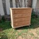 Commode 4 tiroirs pieds compas chêne bois brut
